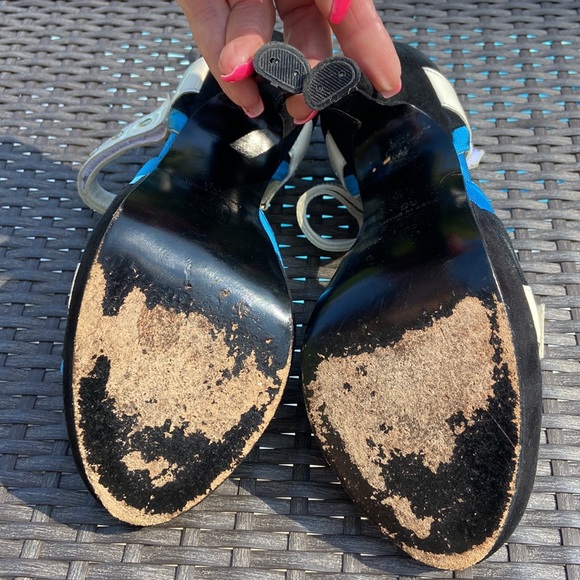 Charles David collection black suede white patent blue fabric size 9 heels - Picture 10 of 16